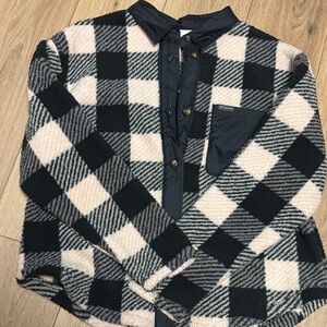 Columbia NWT L  PINK BLACK Plaid FLEECE WARM COMFY SHACKET